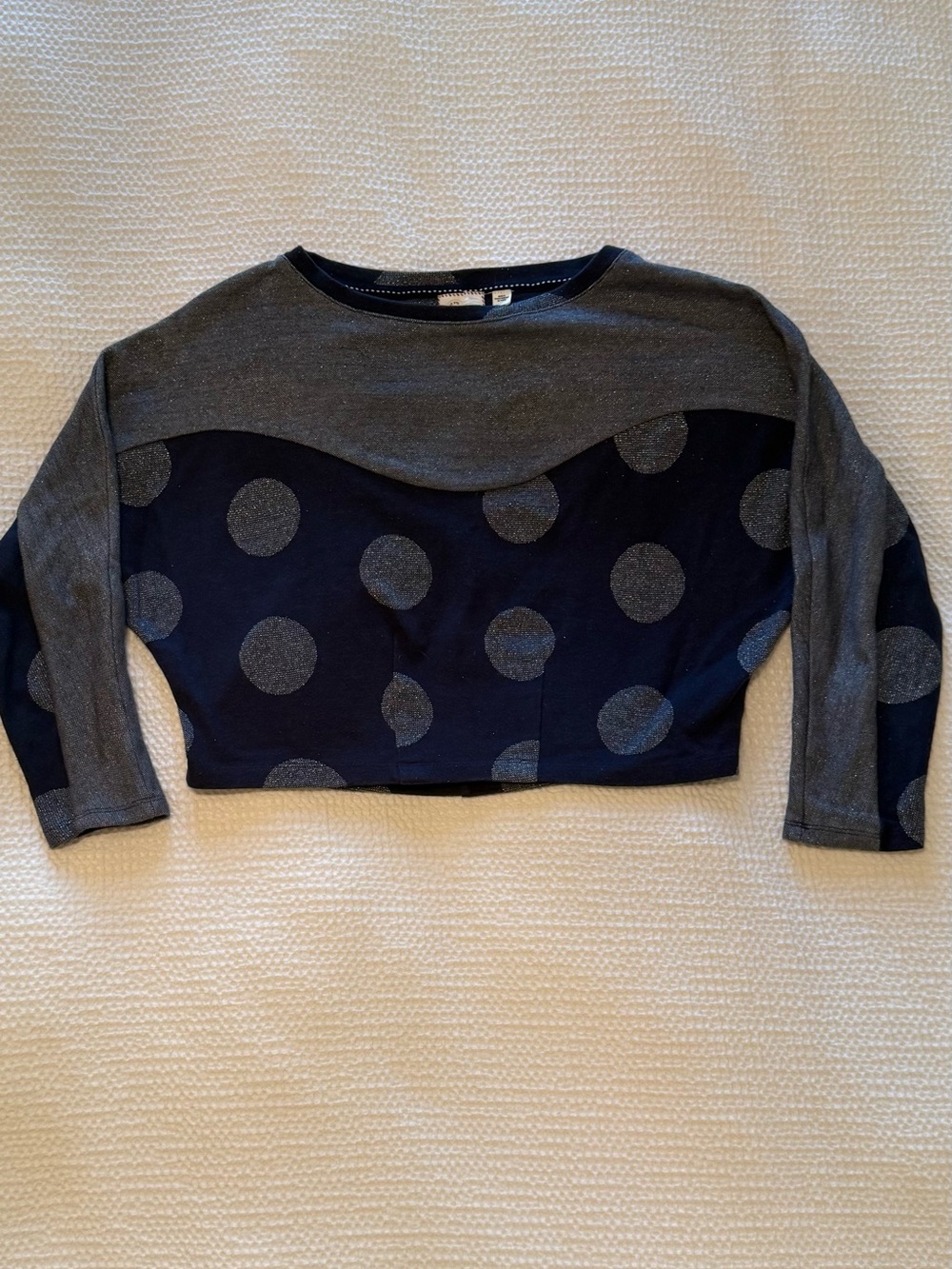9-H15 STCL | Polka Dot Cropped Long Sleeve Top | Anthropologie | XS